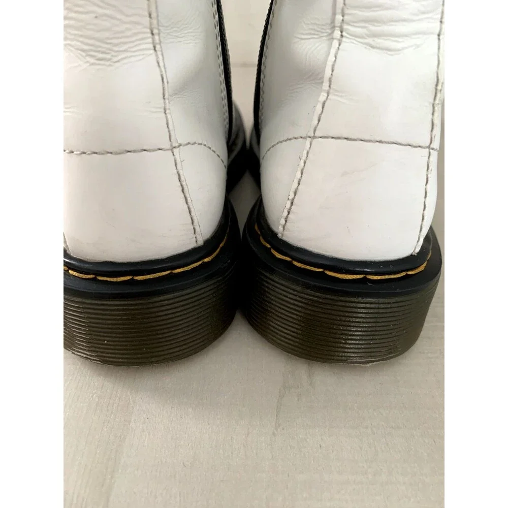 Dr. Martens White and Black Kids Lace-Up Leather Boots
